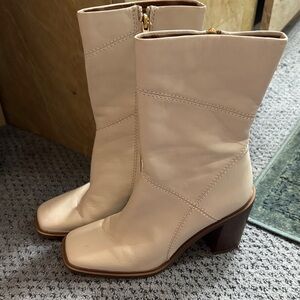 Franco Sarto Cream Heeled Boots